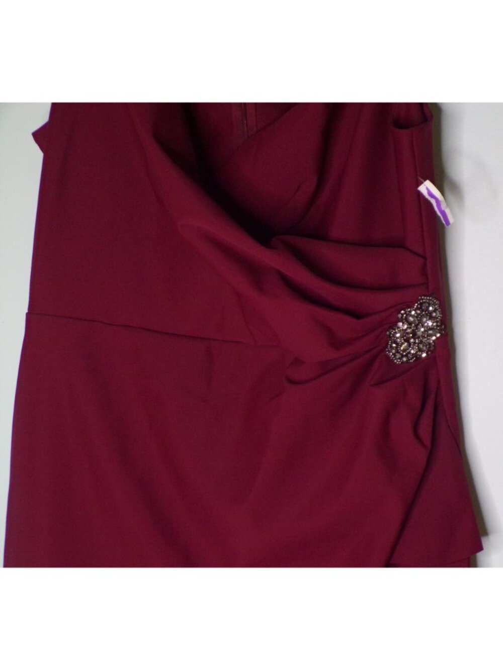 🆕ALEX EVENINGS Side Ruched Compression Cocktail Dress Wine Burgundy 18 - Picture 9 of 10